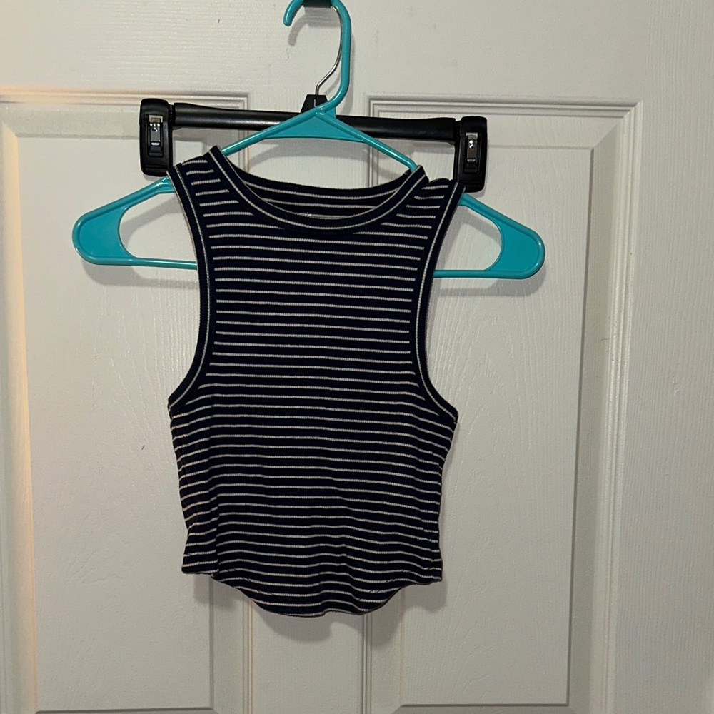 Striped Navy Blue and White Women's Tank Top